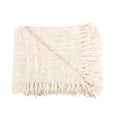 Plaid en coton gaufré crème avec franges décoratives, 170x130 cm