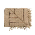 Plaid en coton tissé beige rayé avec franges déco pour canapé ou lit