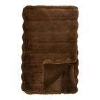 Couverture en fausse fourrure marron chocolat rainurée 130x180 cm