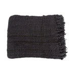 Textile gris foncé en coton tissé avec franges pour Plaid rectangulaire en coton tissé noir