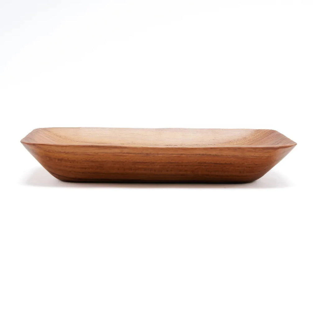 Plateau rectangulaire en racine de teck naturelle pour présentation culinaire