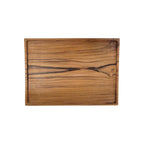 Plateau en teck rectangulaire finition lisse naturel pour café ou desserts