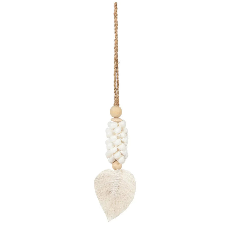 Pompon déco murale en coquillages blancs 35 cm