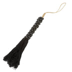 Tassel en perles de bois noir avec boucle pour suspendre, décoration naturelle élégante