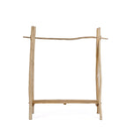Portant à vêtements en teck naturel avec tringle branche, 120x50 cm