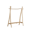 Portant à vêtements en teck naturel avec branche rustique et étagère 120x50 cm