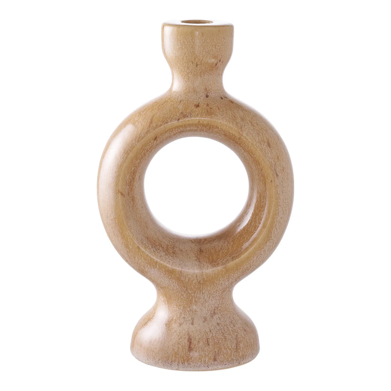 Porte-bougie en céramique marron 23 cm décoratif