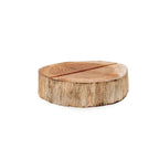 Tranche de racine de teck ronde avec coupe diagonale pour porte-cartes décoratif