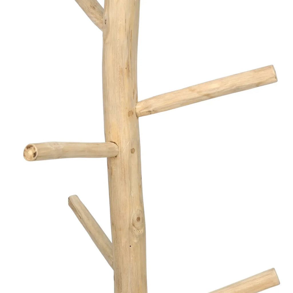 Porte-manteau arborescent en bois de teck naturel avec plusieurs branches, H160 cm