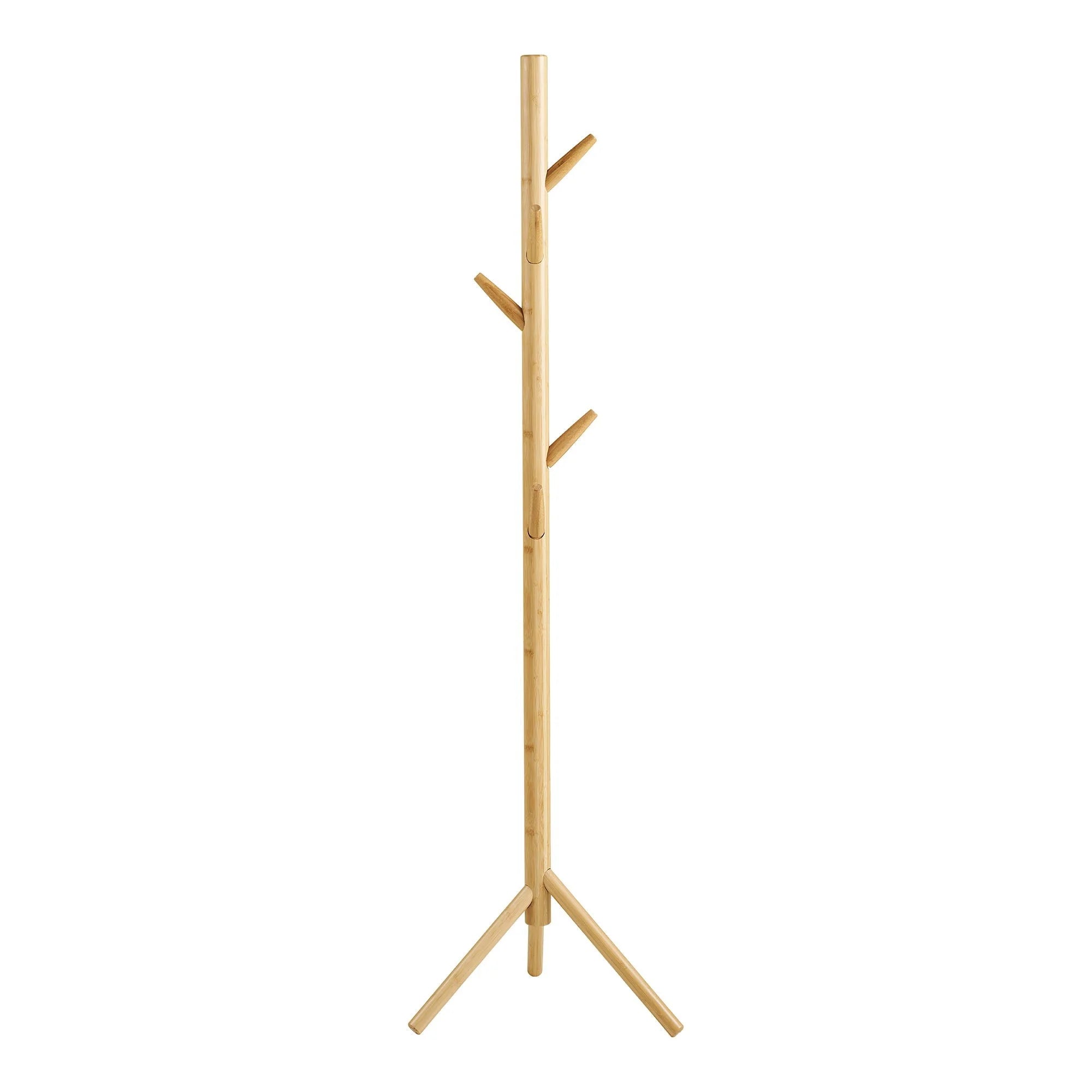 Porte-manteau sur pied en bambou clair forme arbre H163 cm