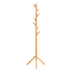Porte-manteau en bambou clair forme arbre avec multiples crochets, H163 cm