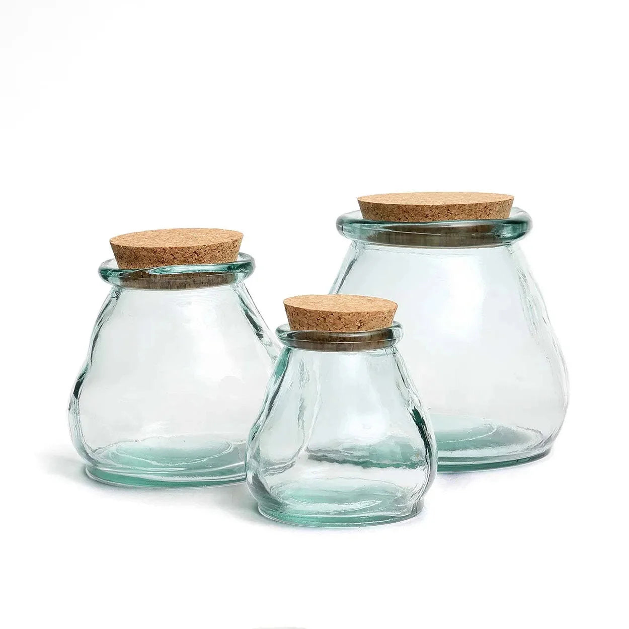 Pot en verre recyclé évasé – Couvercle en liège