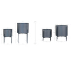 Lot de 4 pots de fleurs gris mat en acier, diam. 21 cm, avec supports métal minimalistes