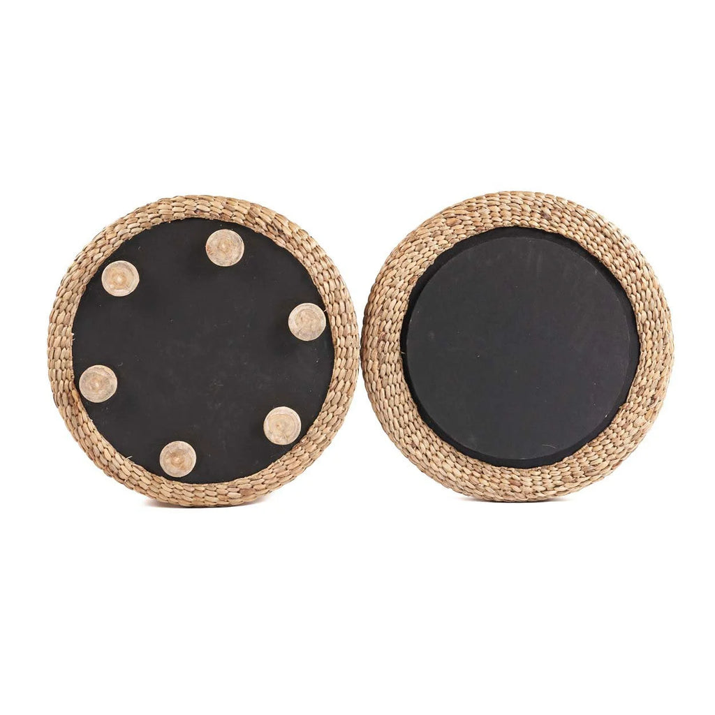 Pouf rond en jacinthe d’eau avec rangement 60x45 cm