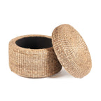 Pouf rond en jacinthe d’eau avec rangement 60x45 cm