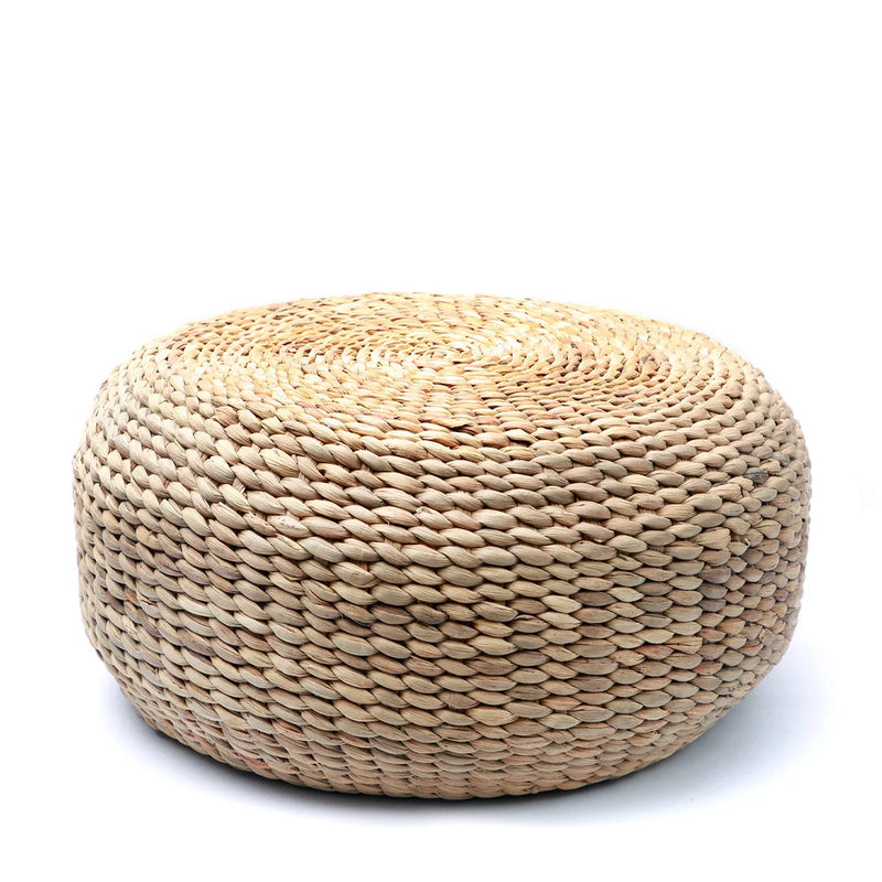 Pouf rond en jacinthe tressée – Ø60 cm naturel