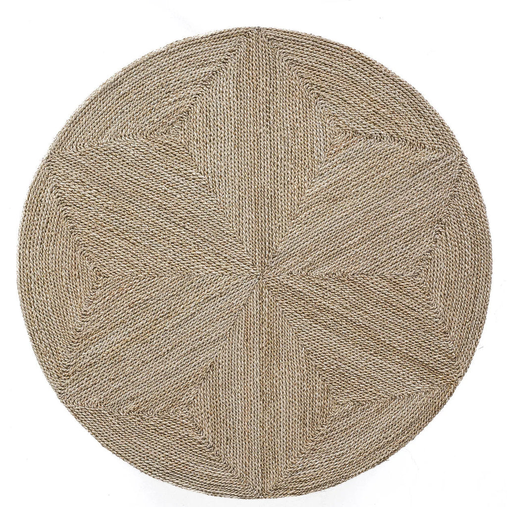 Pouf rond en jonc de mer naturel usage table basse salon – Ø100 cm
