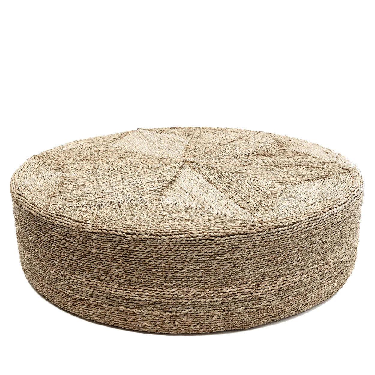 Pouf rond en jonc de mer naturel usage table basse salon – Ø100 cm