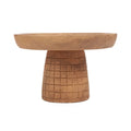 Présentoir à gâteau en bois naturel pied gravé quadrillage Ø24 cm