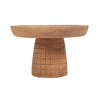 Présentoir à gâteau en bois naturel pied gravé quadrillage Ø24 cm