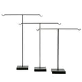 Présentoir bijoux métal noir forme T avec crochets, set de 3
