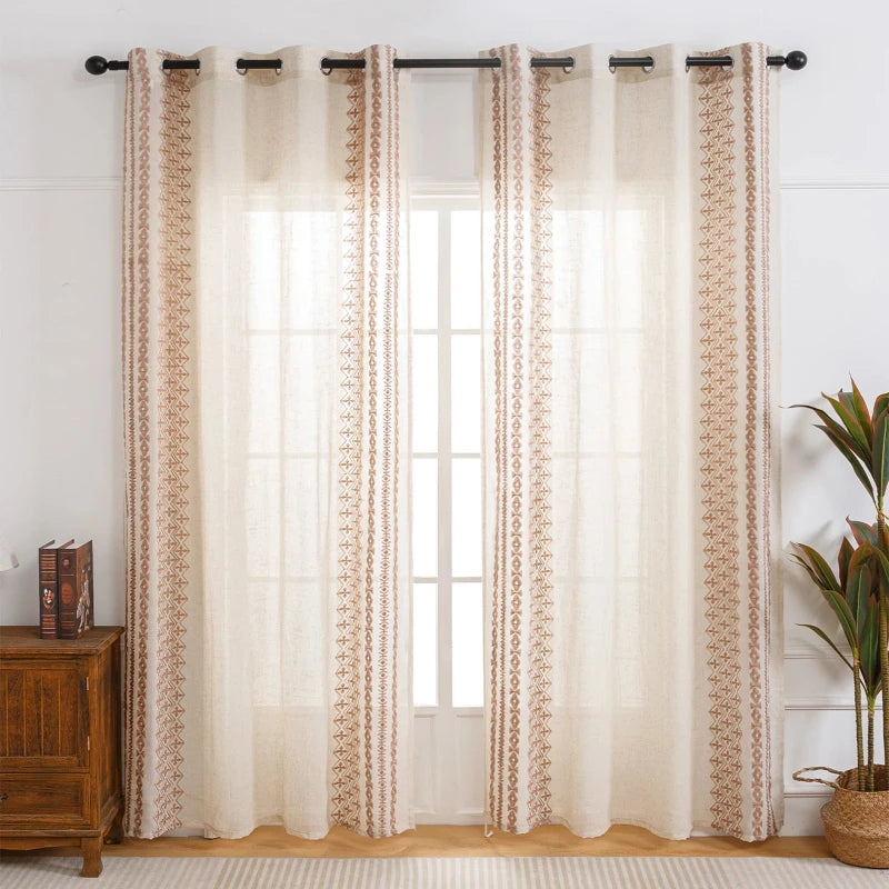Rideau bohème beige