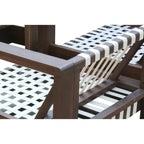 Salon de jardin bois foncé avec coussins écrus pour 4 personnes