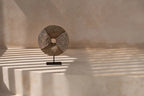 Décoratif rond en fibres naturelles avec motif de coquillages sur socle
