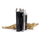 Serre-livres crocodile laiton vieilli doré à écailles texturées