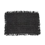 Set de table rectangulaire en coton noir frangé tissé artisanal, lot de 2