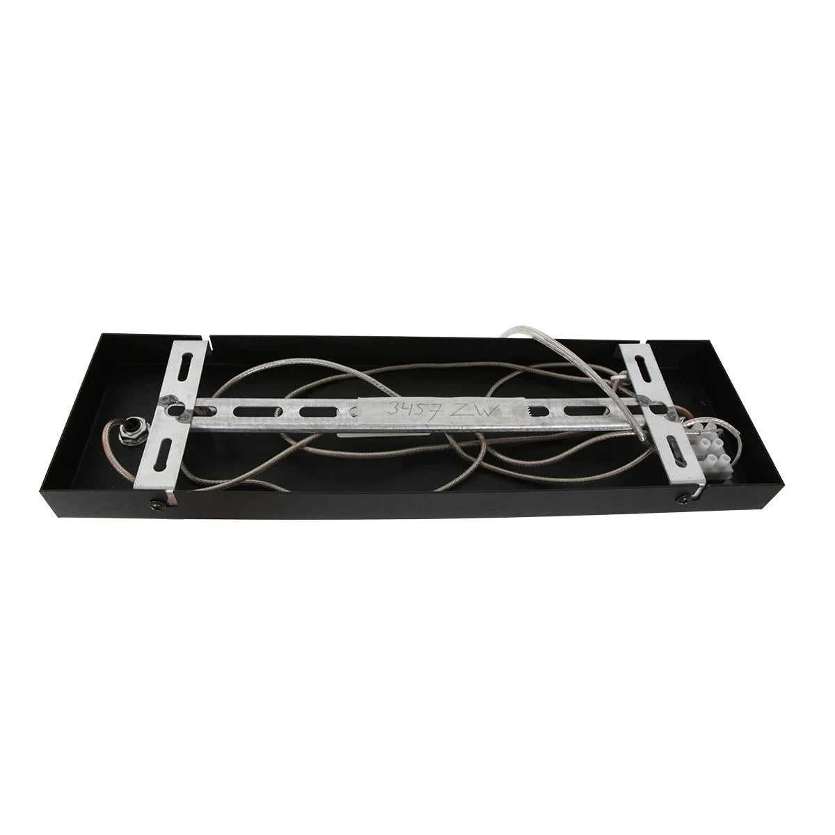 Plaque de fixation noire rectangulaire avec câblage interne et supports pour Suspension 3 abat-jour tissu noir intérieur doré