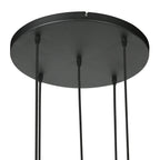 Suspension bambou cuivré avec cinq abat-jours cylindriques ajourés