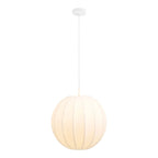 Suspension blanche en soie boule nervurée Ø40 cm minimaliste