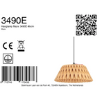 Suspension en bois naturel avec lampe labyrinthique suspendue, design ondulé et câble noir