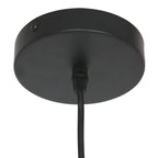 Plafonnier noir en suspension en bois naturel avec câble ondulé, diamètre 46 cm