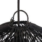 Suspension boule en rotin tressé noir ajouré – Ø30 cm