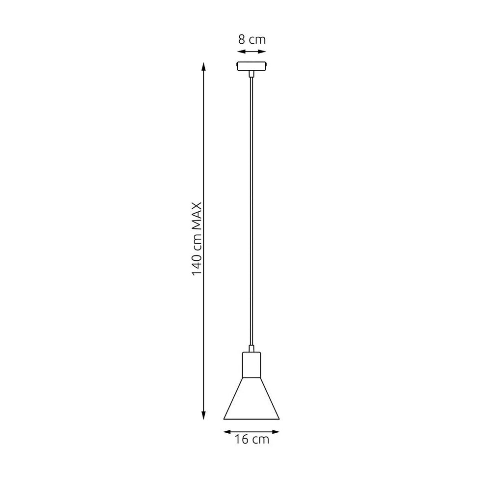 Lampe suspendue conique minimaliste en métal blanc et doré, H140 cm