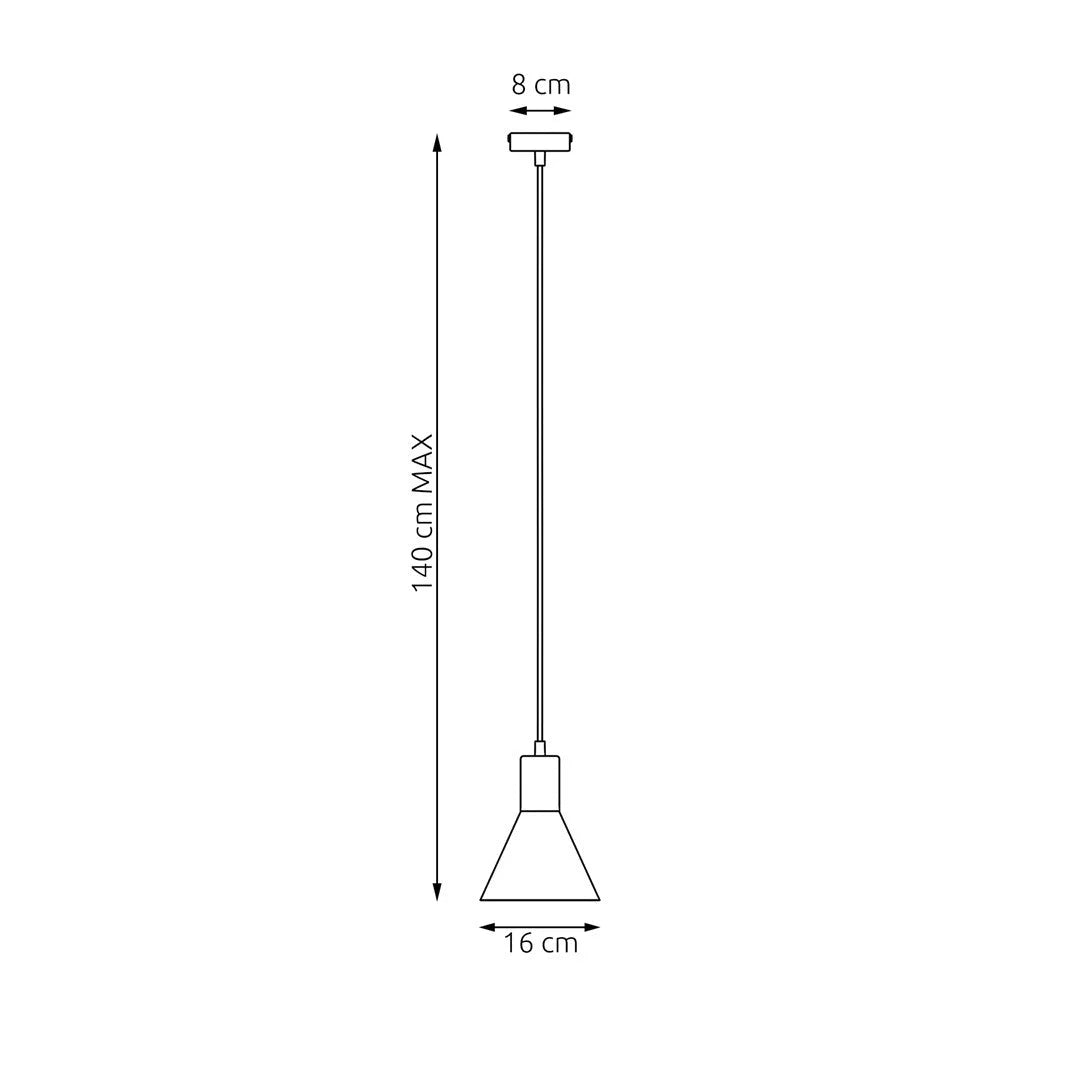 Lampe suspendue conique minimaliste en métal blanc et doré, H140 cm