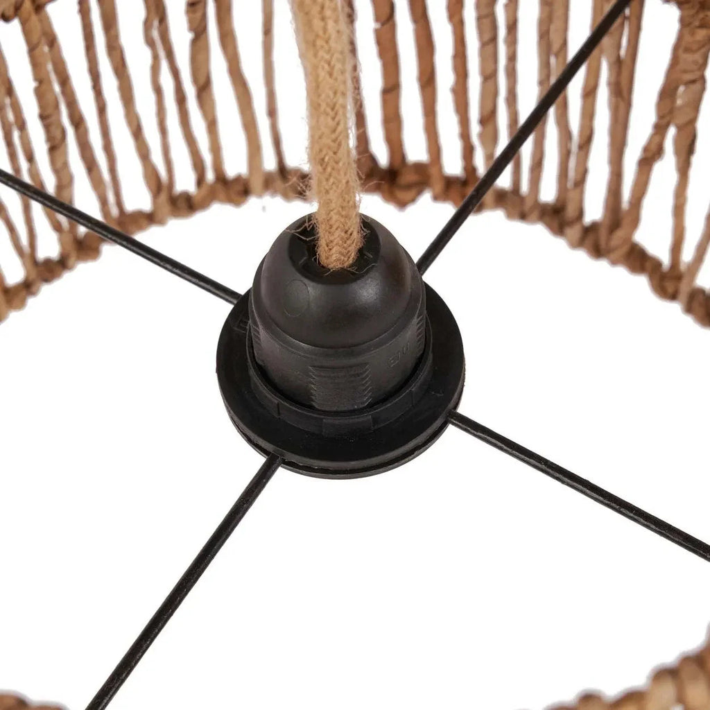 Suspension cylindrique en feuilles de bananier tressé naturel – Ø30 cm