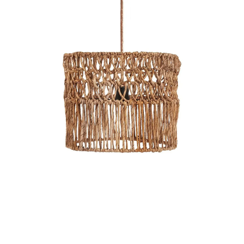 Suspension cylindrique en feuilles de bananier tressé naturel – Ø30 cm