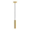 Suspension cylindrique en laiton doré avec cordon en tissu – H28 cm