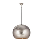 Suspension en nickel sphérique en argent martelé avec câble noir pour Hängelampe Bell Large Nickel