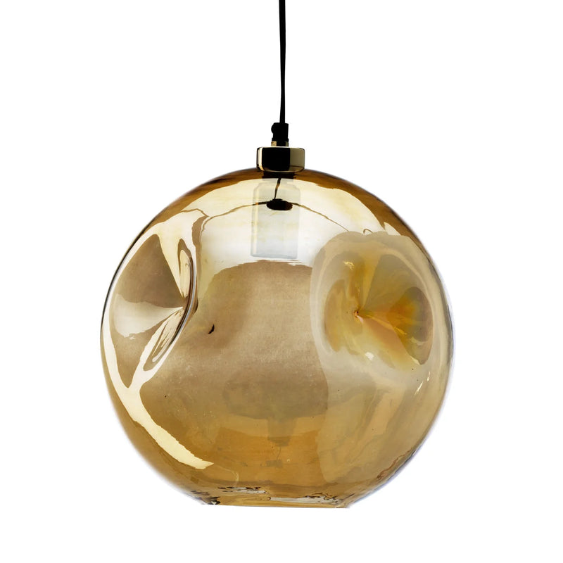 Suspension globe en verre ambré soufflé main – Ø29 cm