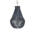 Lustre goutte en perles de bois noir ajouré, Ø40 cm