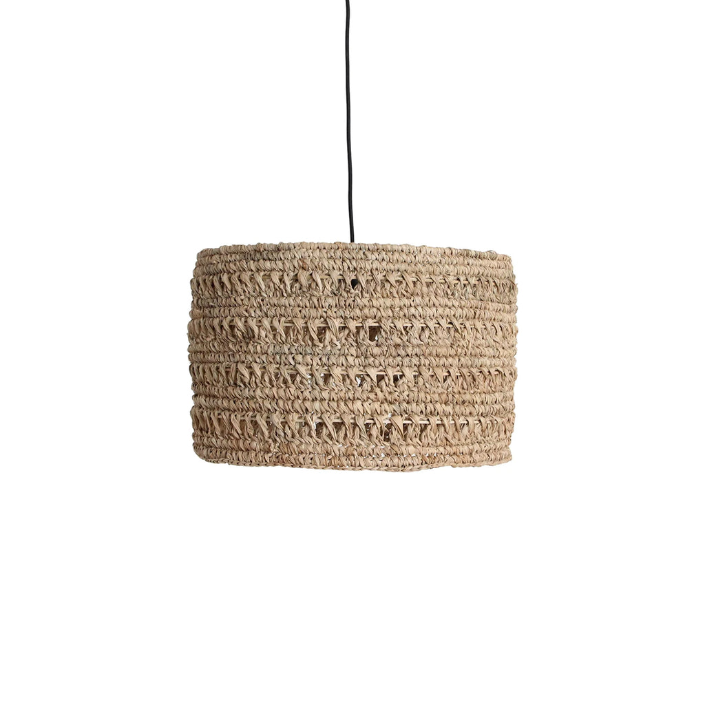 Suspension en herbe marine tressée naturelle beige, Ø40 cm, câble noir
