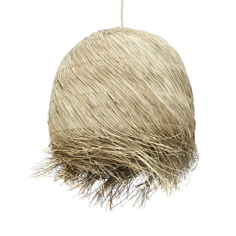 Suspension en herbe tressée naturelle forme ronde avec bords effilochés – Ø50 cm