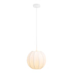 Suspension lanterne blanche en soie nervurée ronde Ø25 cm