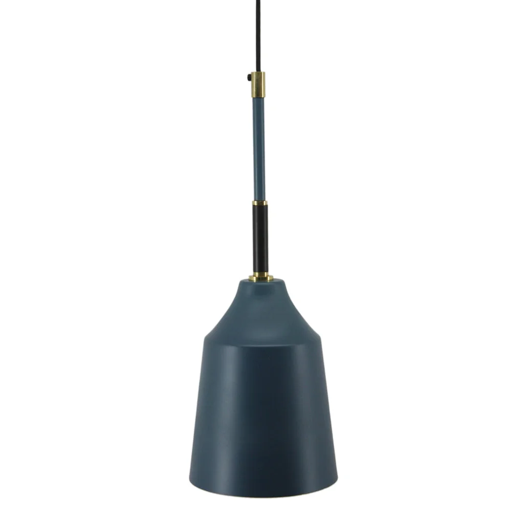 Suspension en mat teal foncé avec accents en laiton et noir pour la Hängelampe Caja Blau