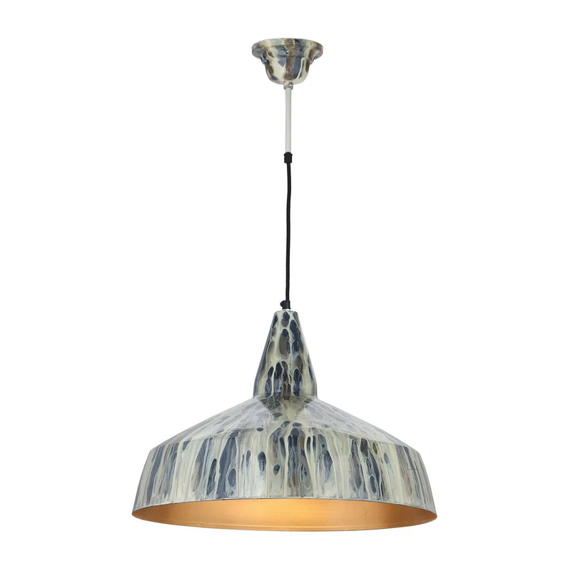 Suspension en métal crème effet marbré intérieur doré – Ø49,5 cm