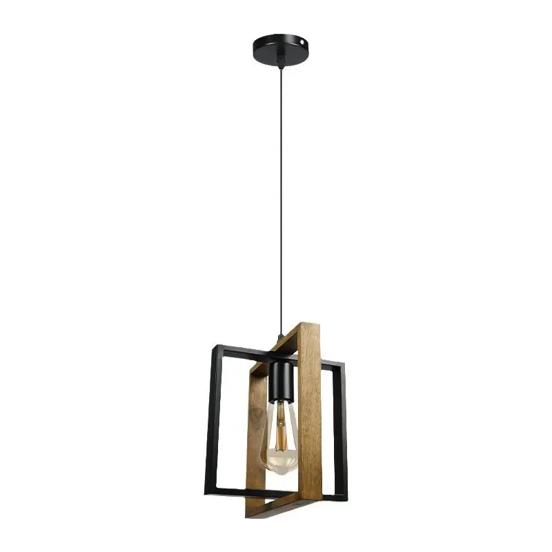 Suspension métal noir et bois